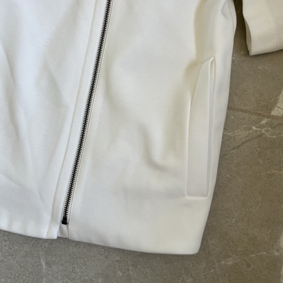 NWT Eileen Fisher Flex Tencel Ponte Round Neck Boxy Fit Women's S Ivory Full Zip - Picture 2 of 8